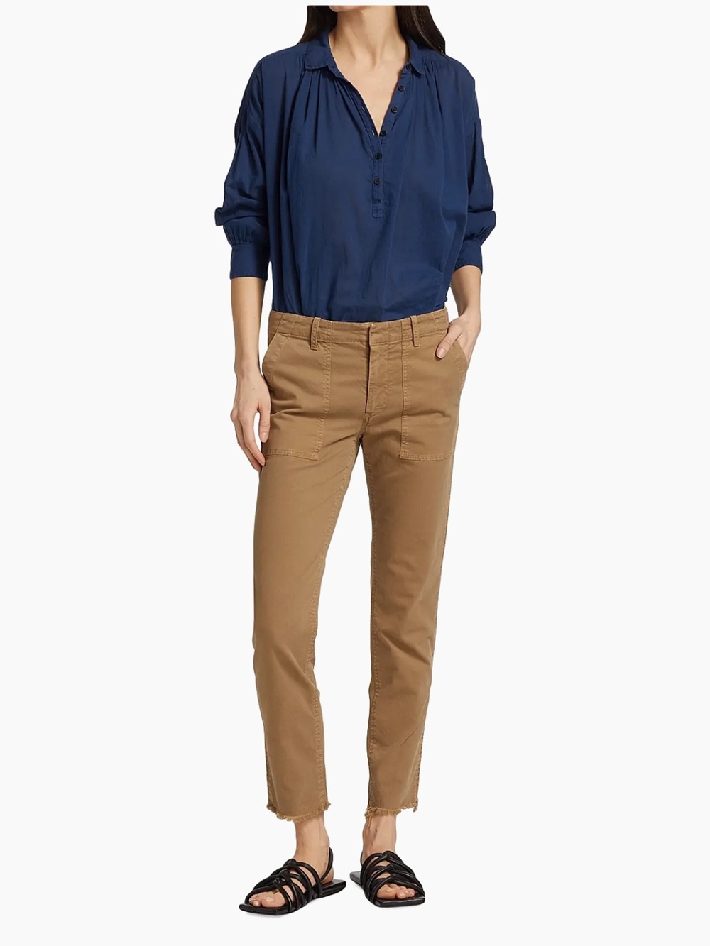 Nili Lotan Jenna Cotton Pants in khaki